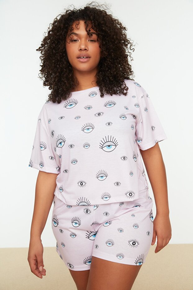 Zestaw piżam z dzianiny w kolorze pudrowym TBBSS22PT0233 - 4