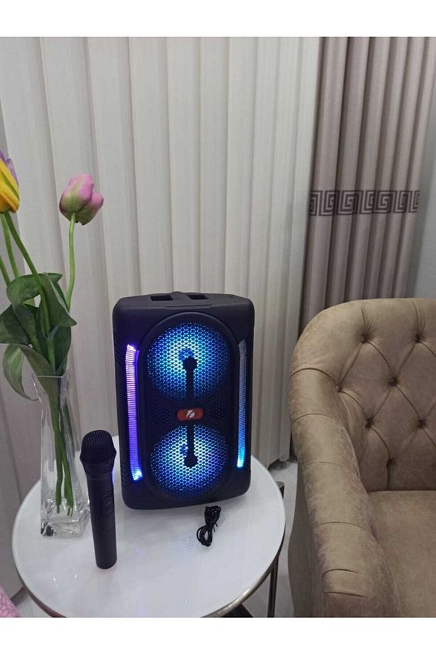 Kablosuz Mikrofonlu Bluetooth Hoparlör Taşınabilir Ses Sistemi Speaker - 7