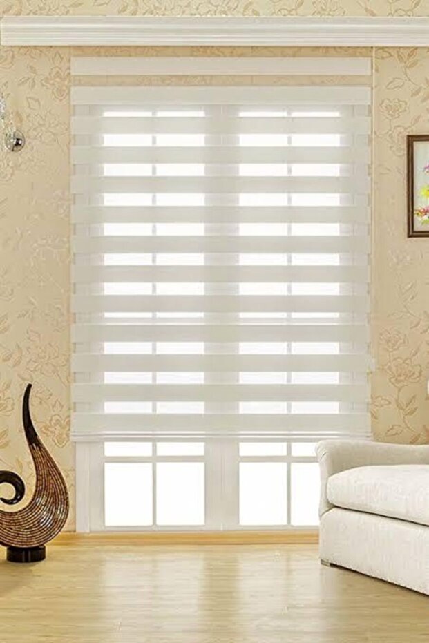 Beyaz Bambu Zebra Perde - 2