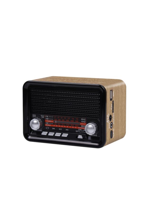 Nostalji Radyo Şarjlı Fm Radyo Bluetooth Hoparlör Usb Aux Ns-1537bt - 1