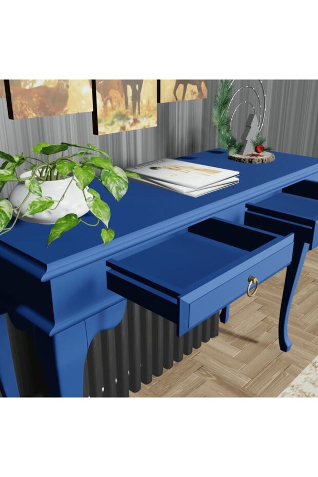 100 Cm Mavi Çekmeceli Petek Üstü Yüksek Dresuar - 5