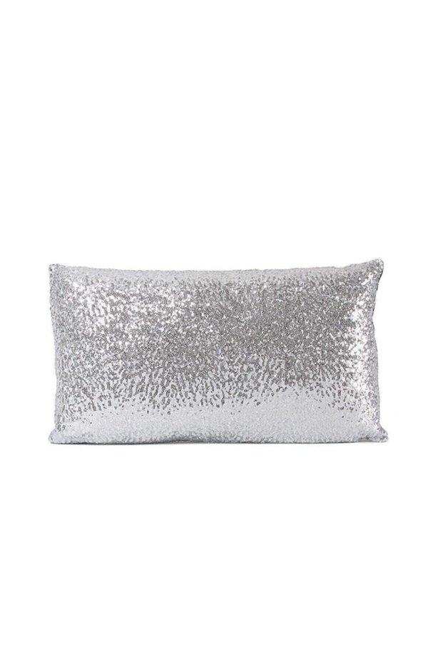 Sequined Rectangular Decorative Pillow Case - Silver
