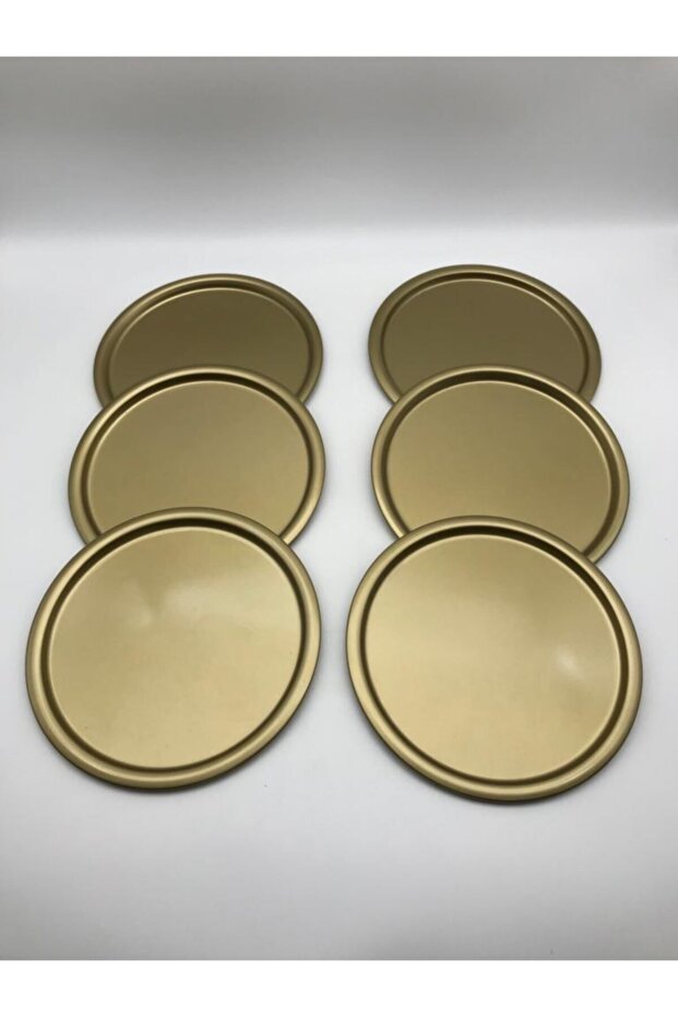 Set of 6 Metal Antique Single Person Decorative Tea, Coffee and Cake Service Presentation Tray 23 Cm