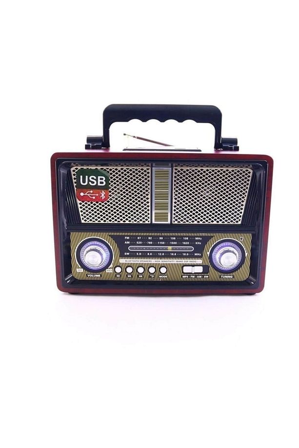 Md-1802bt Nostalji Görünümlü Bluetooth'lu Müzik Kutusu Koyu Ahşap - 1