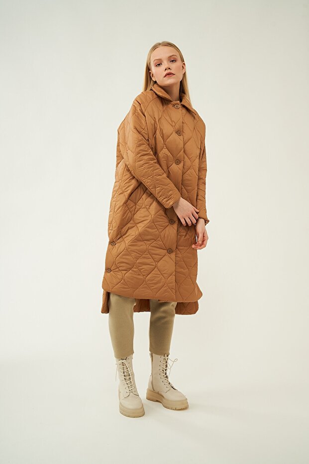 - سترة منتفخة بأزرار طويلة جملي - 5