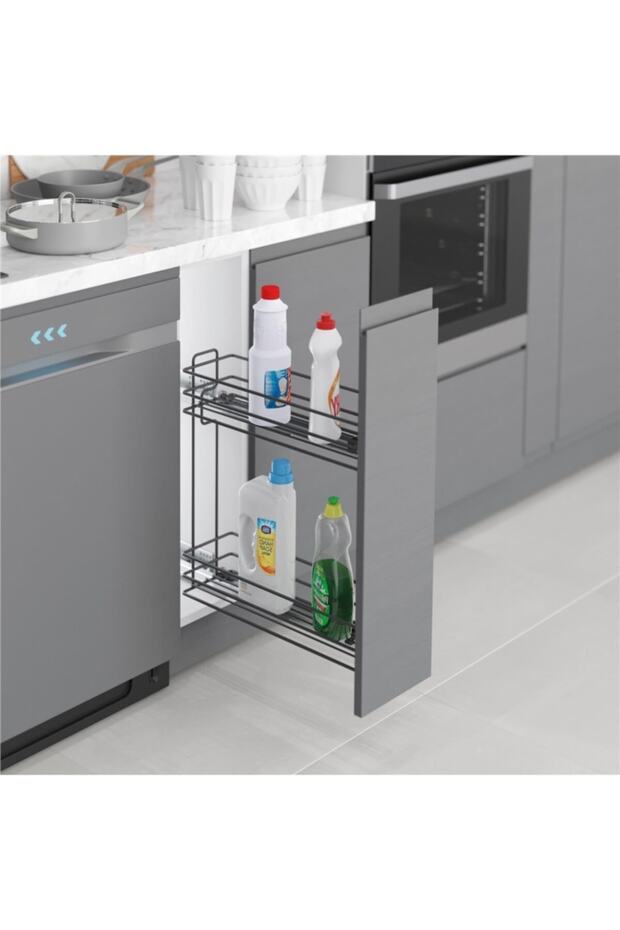 Gizli Raylı Deterjanlık Çift Açılım Sağ 16 Cm-antrasit - 2