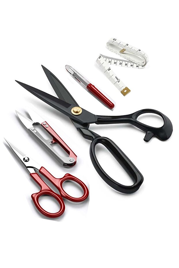 Number 8 Professional Fabric Cutting Scissors Set with Black Handle and Steel Nut