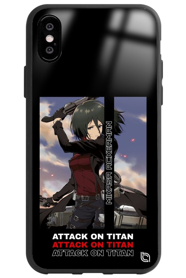 iPhone XS Compatible Attack on Titan Mikasa Premium Patterned Glossy Phone Case