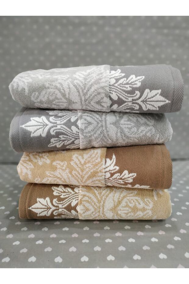 4' Ayda Velvet 50x90 Hand and Face Towel Set Gray Brown