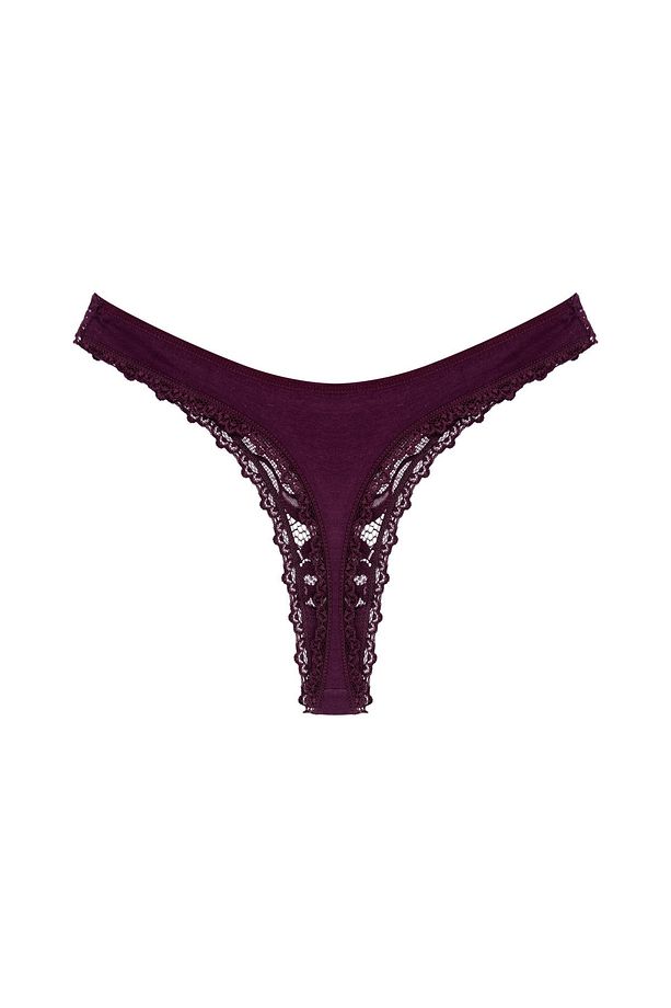 2'li Önü Dantel Arkası Pamuklu String Kadın Külot - 5