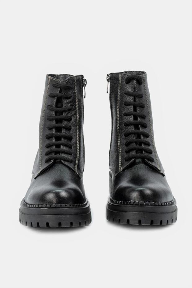 Kadın Siyah Hakiki Deri 36-41 Numara Bot & Bootie - 2