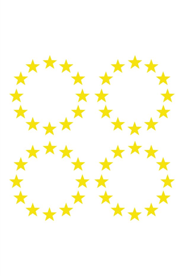 Yellow Ab Star 3X3 cm License Plate Auto Car Sticker - 4 Pieces