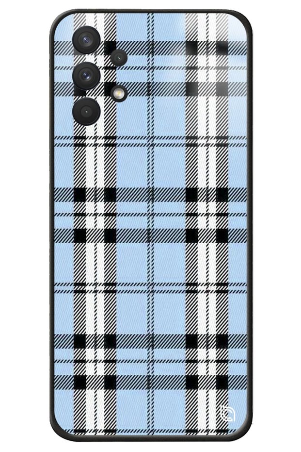 Samsung A32 Plaid Fabric Premium Patterned Glossy Phone Case
