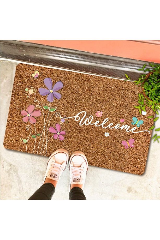 Daisy Welcome Temalı Coco Görünümlü Dekoratif Kapı Önü ve İç Mekan Paspası - 3