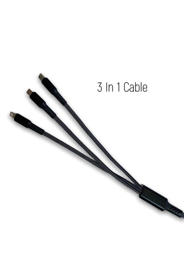 3 In 1 Type C Iphone Micro Usb 3'lü Şarj Kablosu 3 Amper 1.2 m Hasır Çoklu Şarj Kablosu - 2