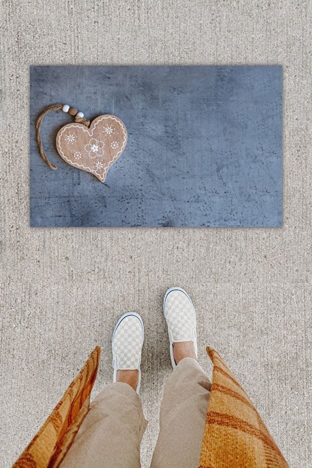Digital Printing Decorative Heart Anthracite Door Mat