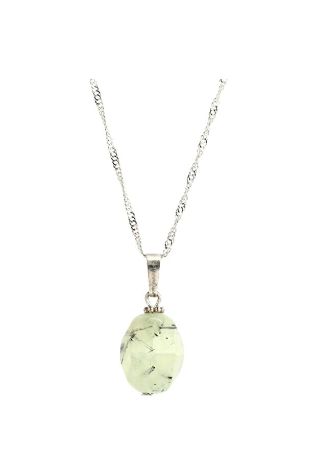 Natural Stone Natural Prehnite Stone Necklace (Chain Included)