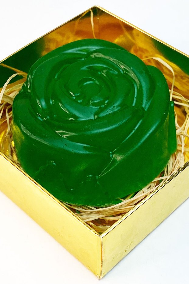 Decorative Gift Rose Scented Rose Figure Decorative Green Color Rose Bathroom and Hand Soap - 100 grams