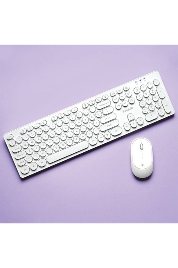 Retro Kablosuz Klavye & Mouse Set (white) - 3