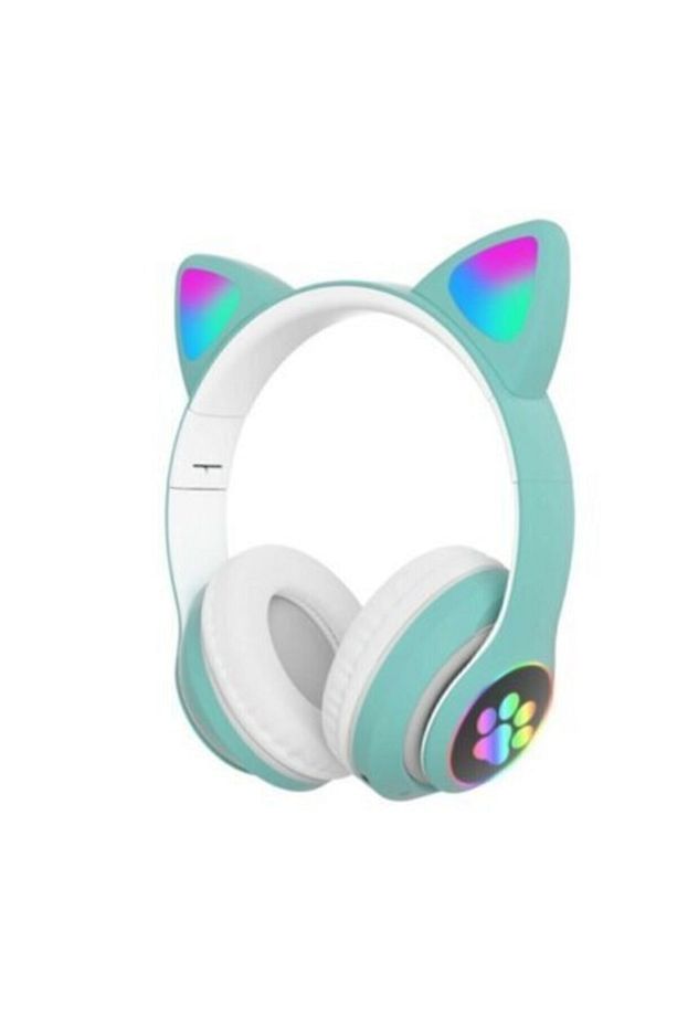 Led Işıklı Mikrofonlu Bluetooth Kulaklık Katlanabilir Kedi Kulaklık - 1