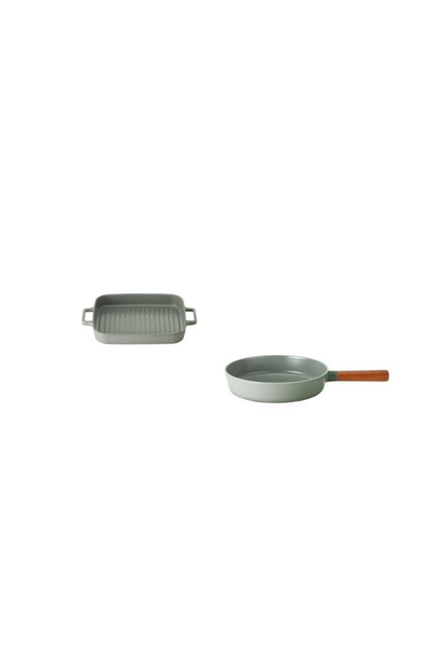 Neoflam Aluminum Casting 28 Cm Rectangular Grill Pan + 24 Cm Pan