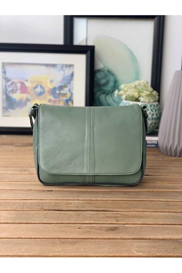 Genuine Leather, Medium Size, Green, Cross Women's Bag, 25*21*7 Cm