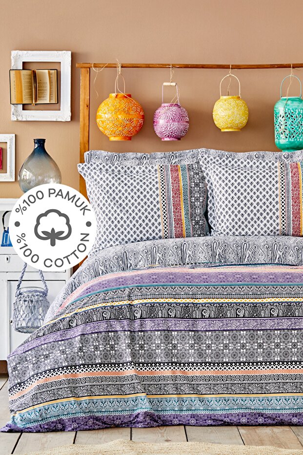 Nileso Red 100% Cotton Double Duvet Cover Set