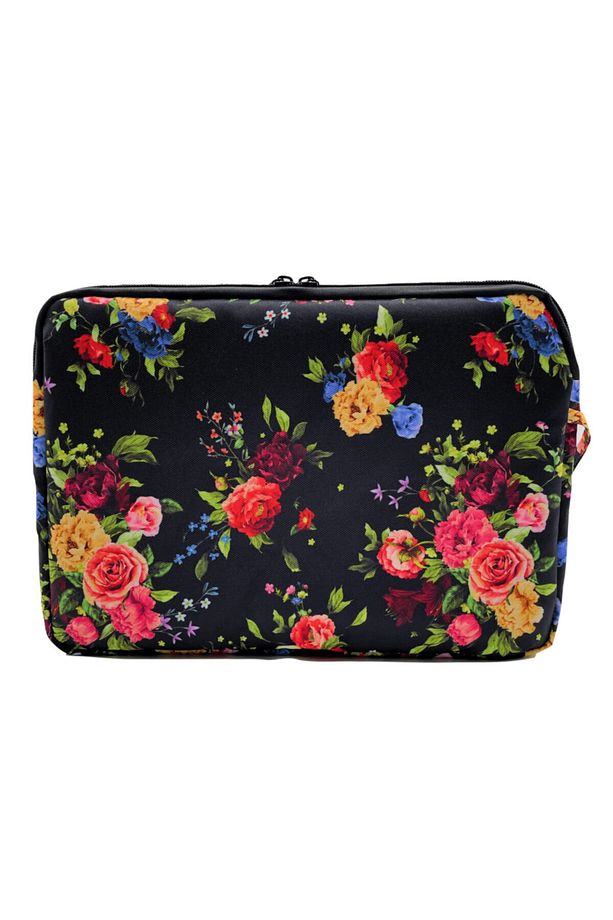 13-14'' Inç Çiçek Desenli Siyah Su Geçirmez Laptop/macbook/notebook Kılıfı/çantası - 5