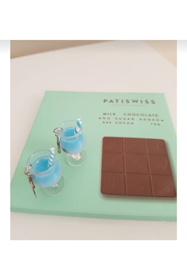 Blue Goblet Earrings Blue Cocktail Earrings Beverage Earrings