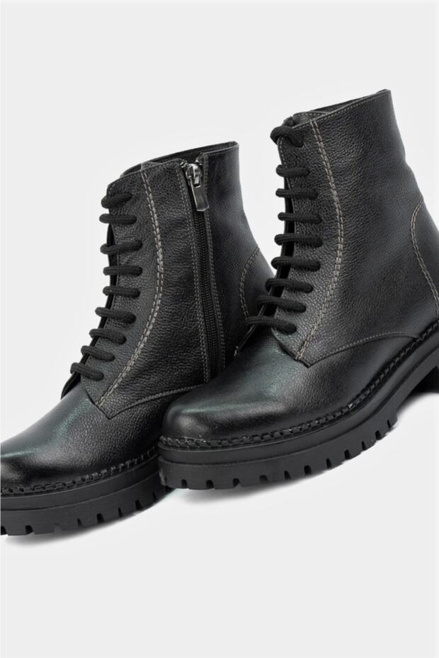 Kadın Siyah Hakiki Deri 36-41 Numara Bot & Bootie - 3