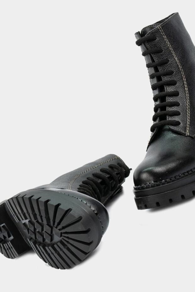 Kadın Siyah Hakiki Deri 36-41 Numara Bot & Bootie - 4