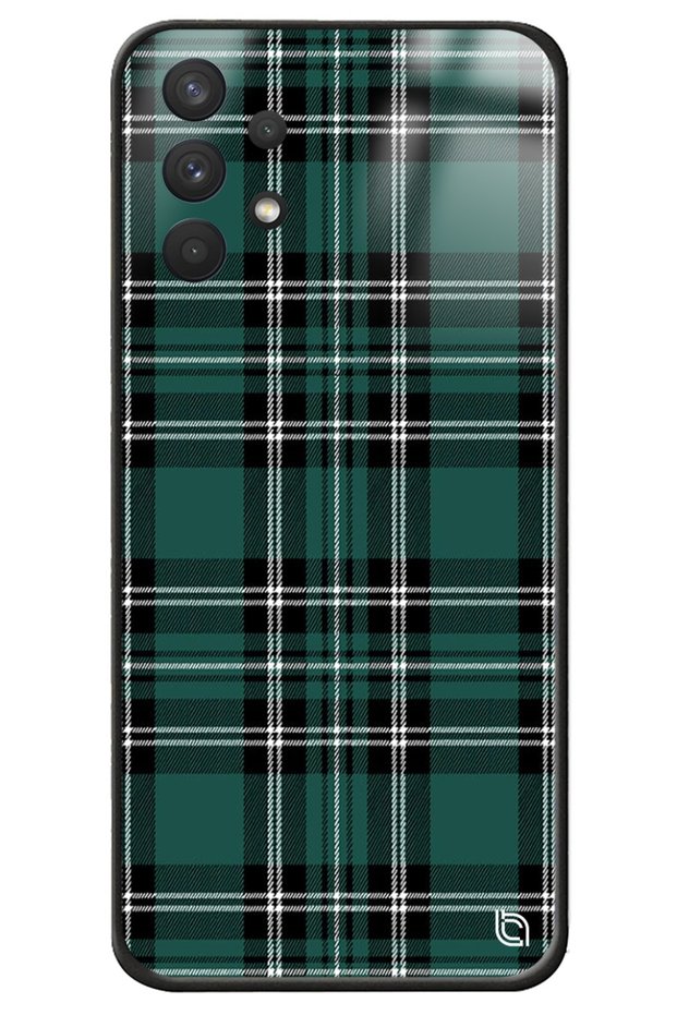 Samsung A32 Plaid Fabric Premium Patterned Glossy Phone Case