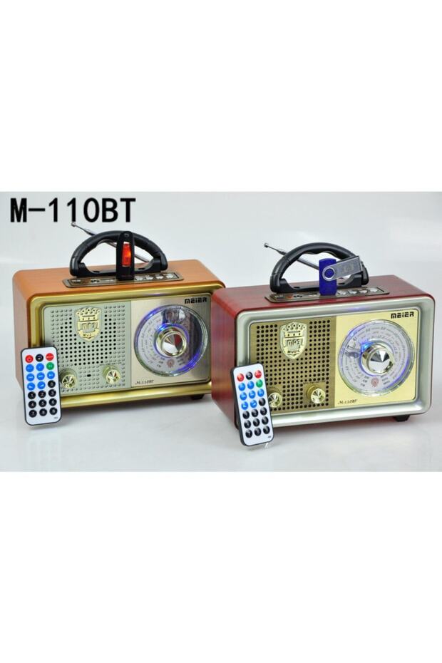 Meier M-110bt Bakır Renk Nostaljik Radyo Ahşap Görünümlü Bluetooth Hoparlör Fm Sd Kart Usb Girişi - 1