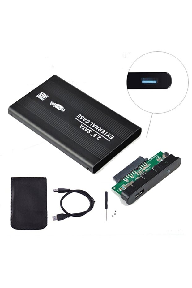 صندوق القرص الصلب 2.5 Sata HDD USB 3.0 - هيكل من الألومنيوم + حافظة