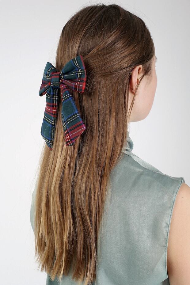 Plaid Patterned Bow Automatic Buckle - 2