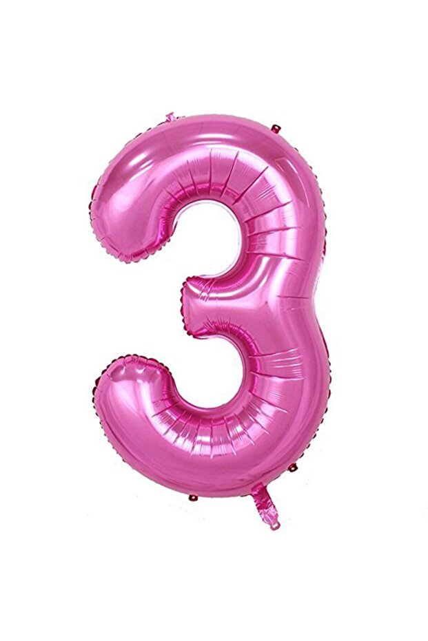 Foil Balloon Number 3 Pink Color 40 Inch (100 Cm)
