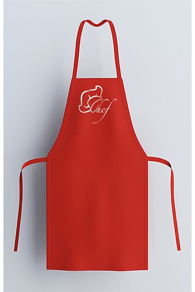 مريلة مطبخ مطبوعة باللون الأحمر - 1