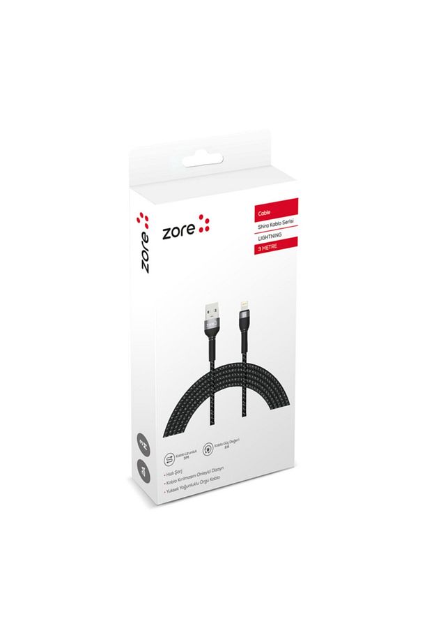 Iphone 11 / 11 Pro / 11 Pro Max Uyumlu Lightining Zore 2a Dayanıklı Uzun Şarj Kablosu 3 Metre - 3