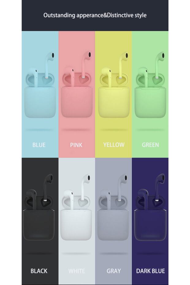 2. Nesil Inpods 12 Bluetooth Kablosuz Kulaklık Makaron Mat Renkler I12 Tws - 3