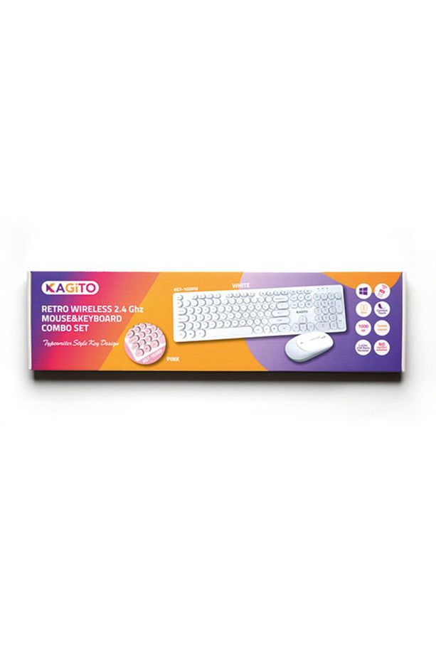 Retro Kablosuz Klavye & Mouse Set (white) - 4