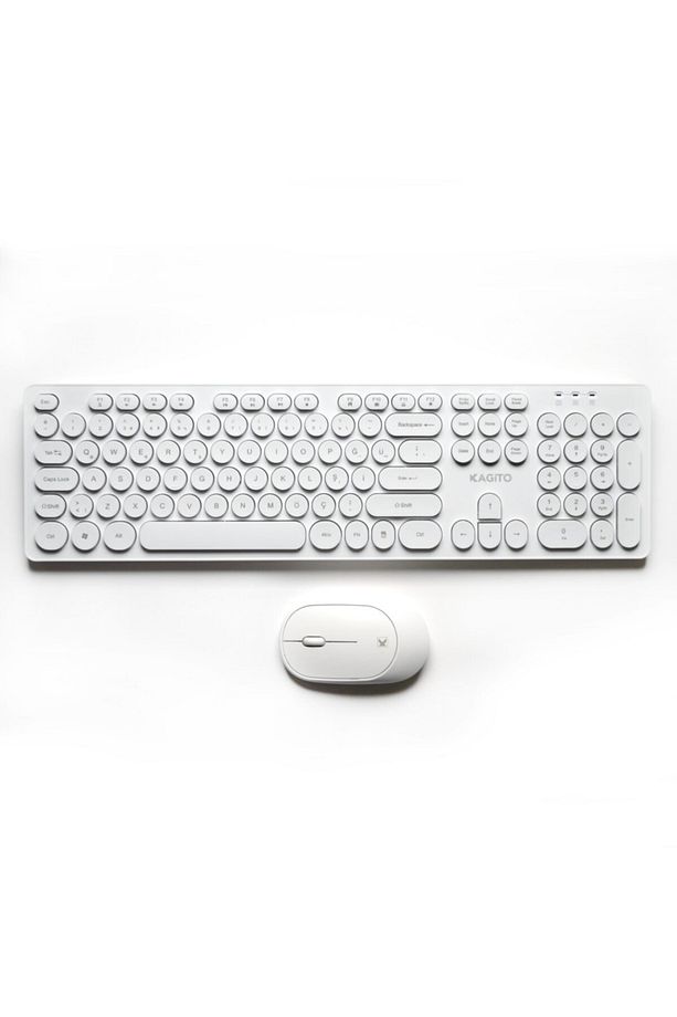 Retro Kablosuz Klavye & Mouse Set (white) - 5