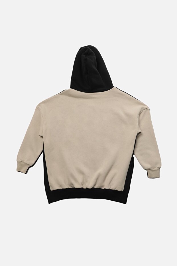 Lacivert Pamuklu Renk Bloklu Geniş Kalıp İçi Polarlı Örme Spor Sweatshirt TWOSS22SW0074 - 8
