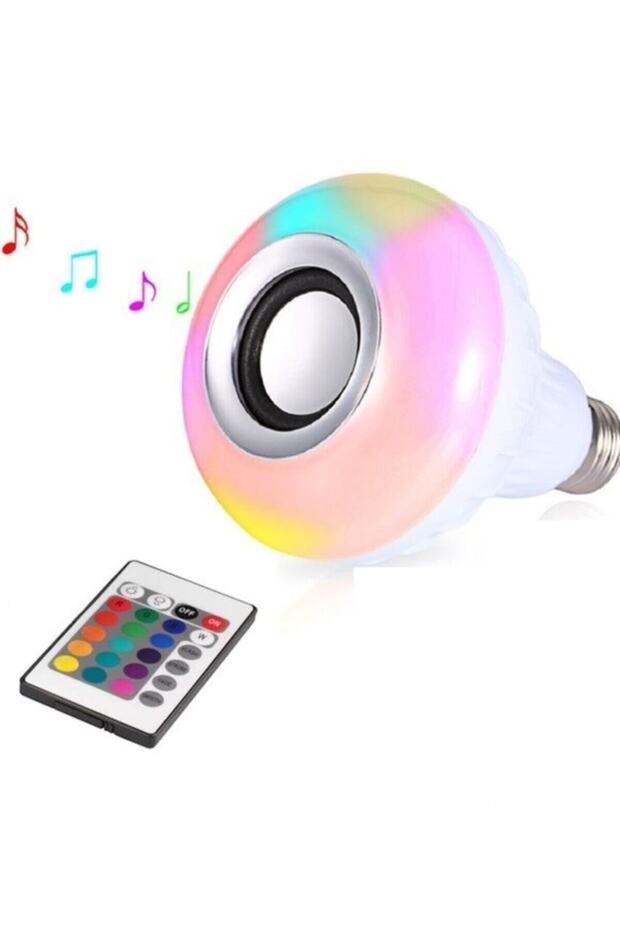 Aydınlatma Led Işık Lamba E 27 Duy Bluetooth Hopörlörlü Renk Değiştiren Led Ampül 4 Renk Kumandalı - 1