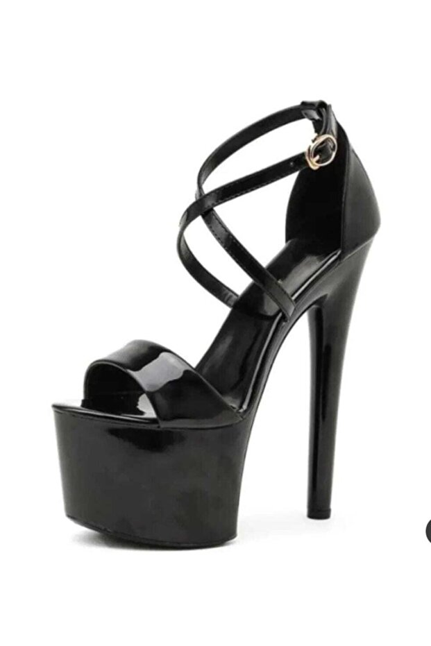 Nina Women's Black Patent Leather High Thin Heeled Shoes