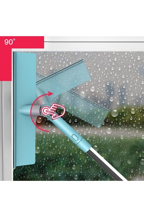 Sihirli Pencere Temizleme Uzun Saplı Teleskopik Cam Sileceği Kazıyıcı Dönen Mops Yıkama Windows - 4