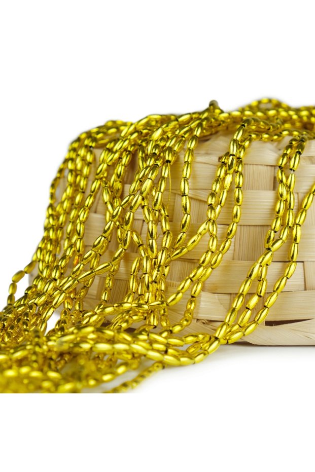 Sosyete Plastic Pearl Bead Barley Cut 12 Strings - 1 Pack - Golden Yellow