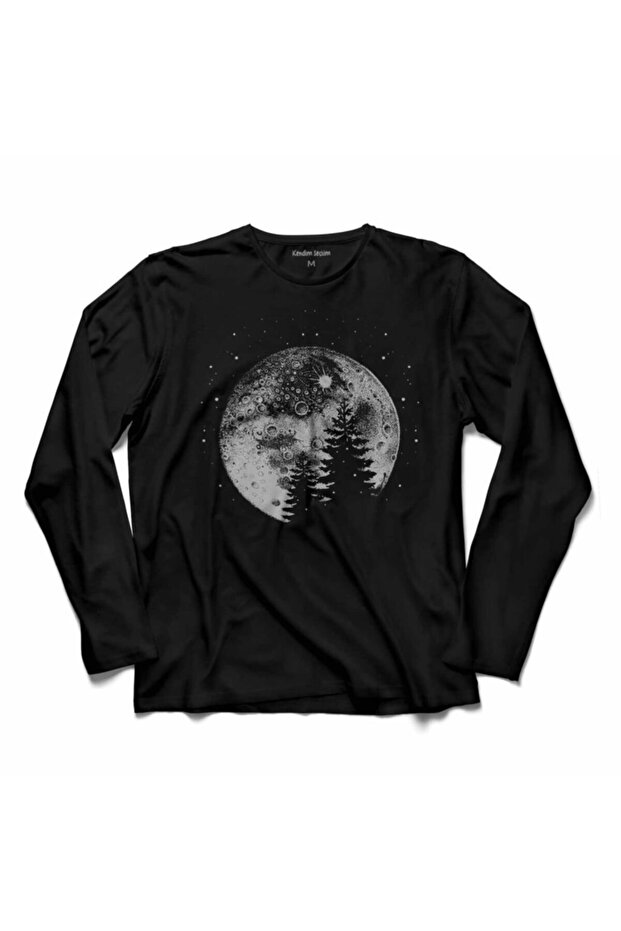 تي شيرت Moonlight Crater Moon Tree Cosmos Universe بأكمام طويلة