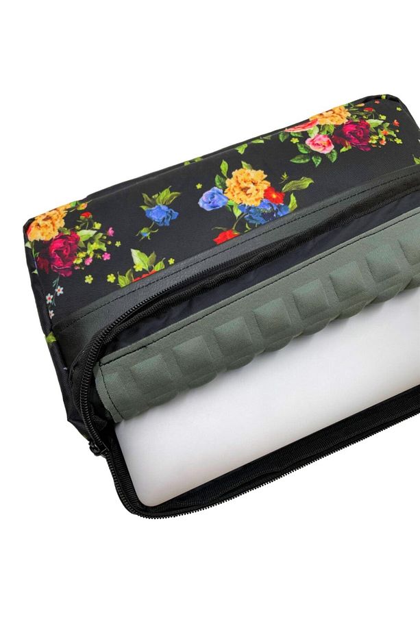 13-14'' Inç Çiçek Desenli Siyah Su Geçirmez Laptop/macbook/notebook Kılıfı/çantası - 3