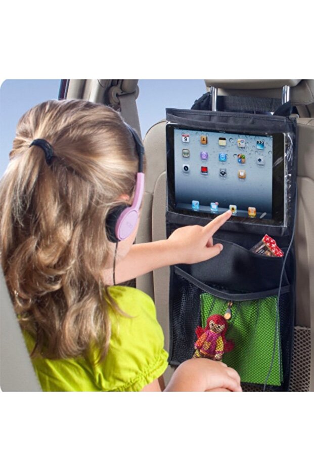 Car Seat Back Tablet Holder 3 Pocket Storage Organizer