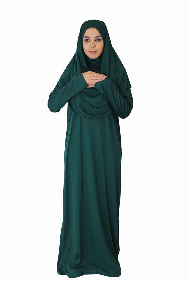 Dark Green Non-Zipper Prayer Dress